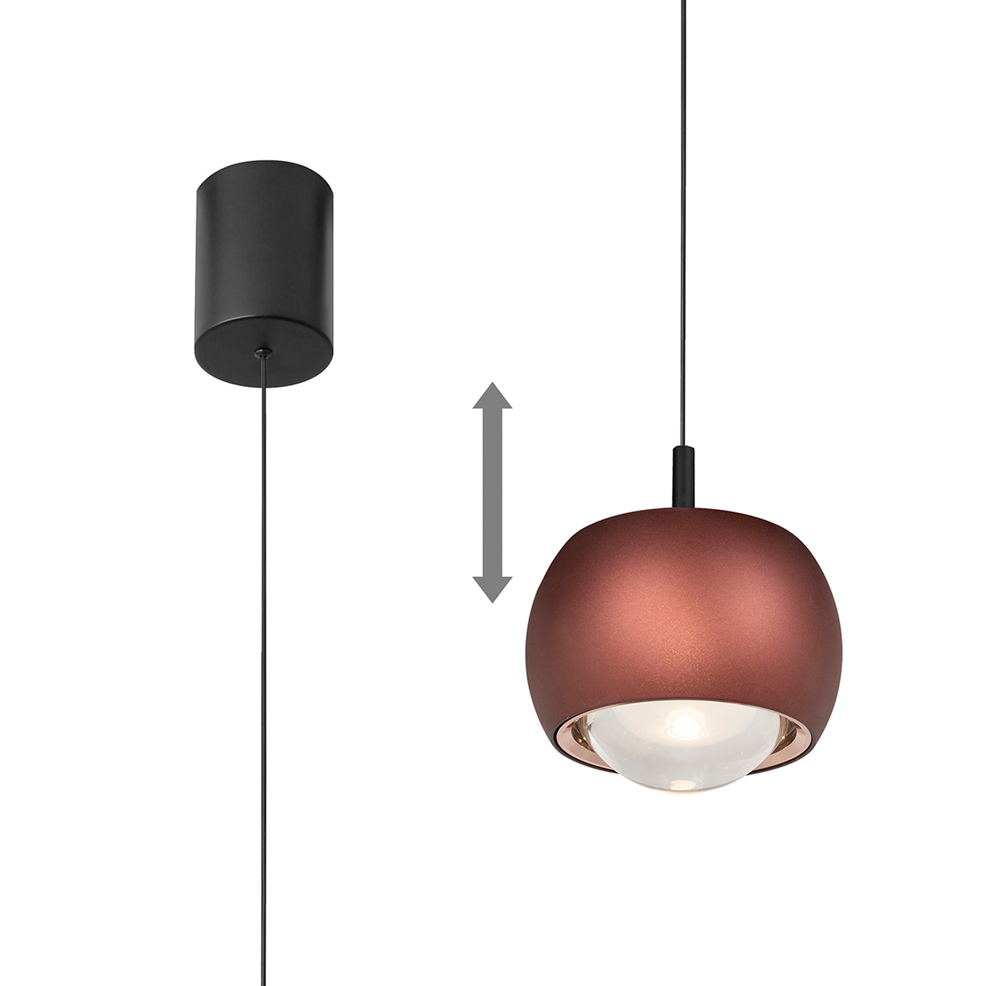 Roller 1Lt Rise & Fall Pendant - Various Colours & Styles