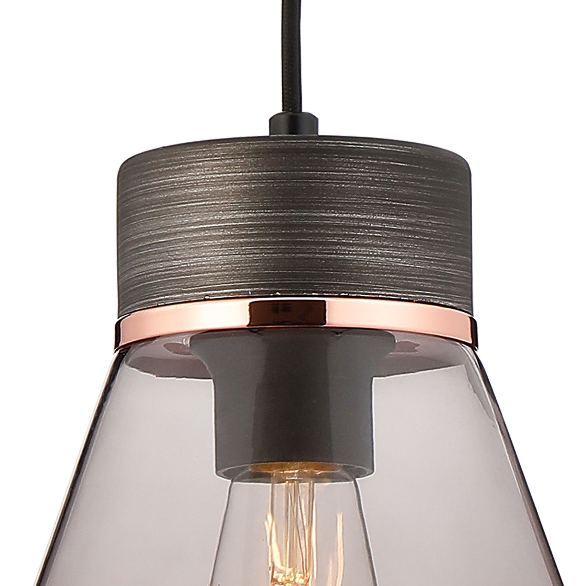 Rome 1 Light Pendant E27, Walnut/Aged Pewter