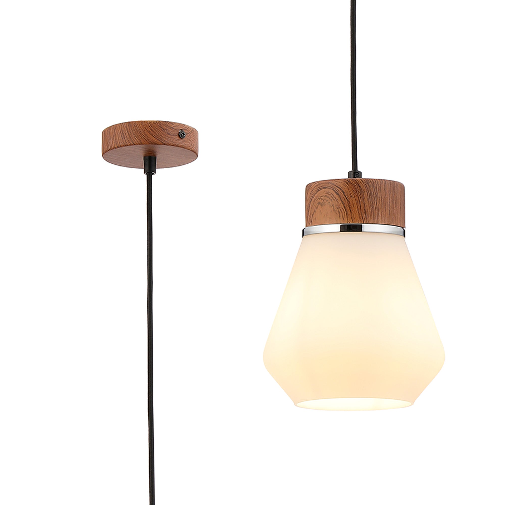 Rome 1 Light Pendant E27, Walnut/Aged Pewter
