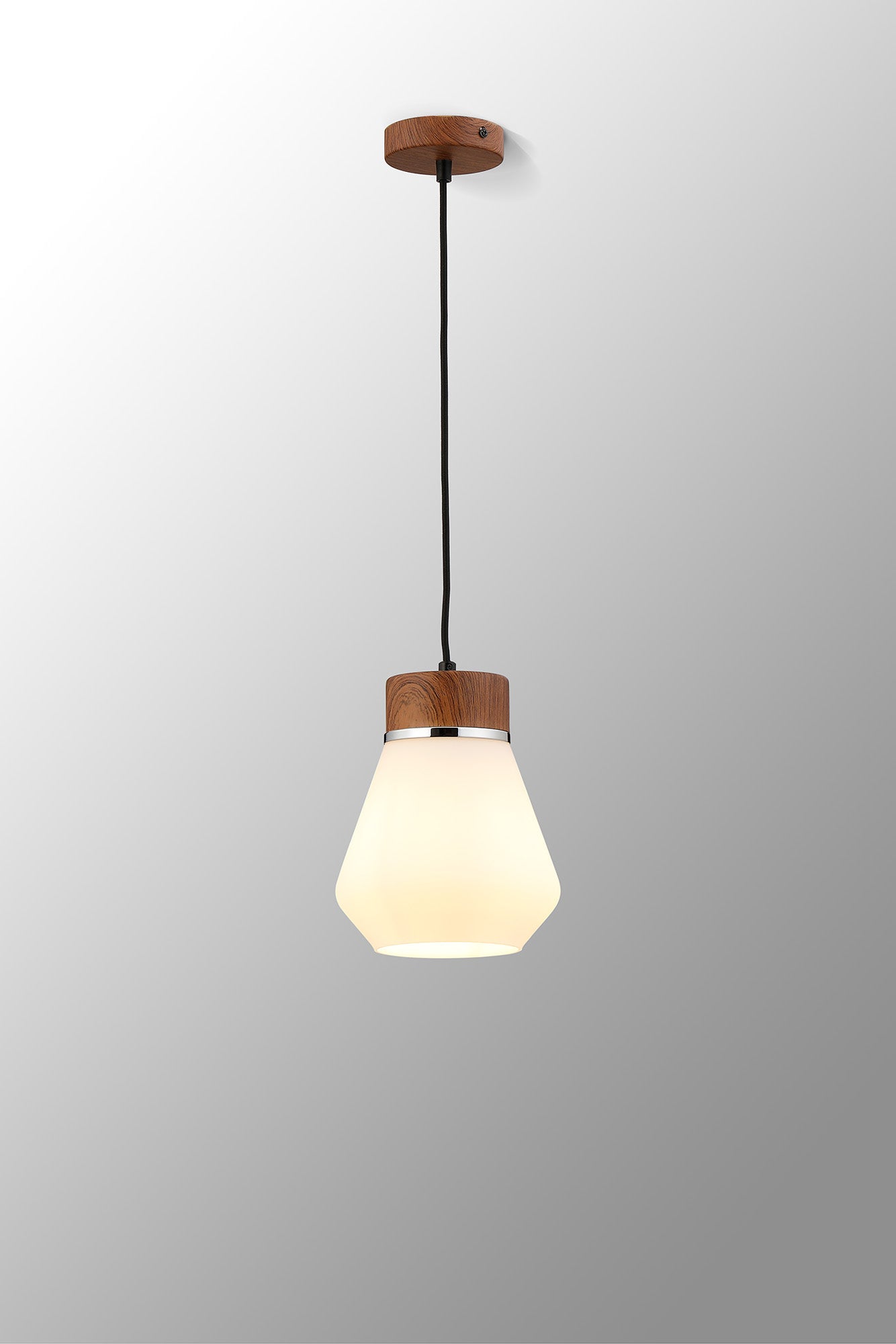 Rome 1 Light Pendant E27, Walnut/Aged Pewter