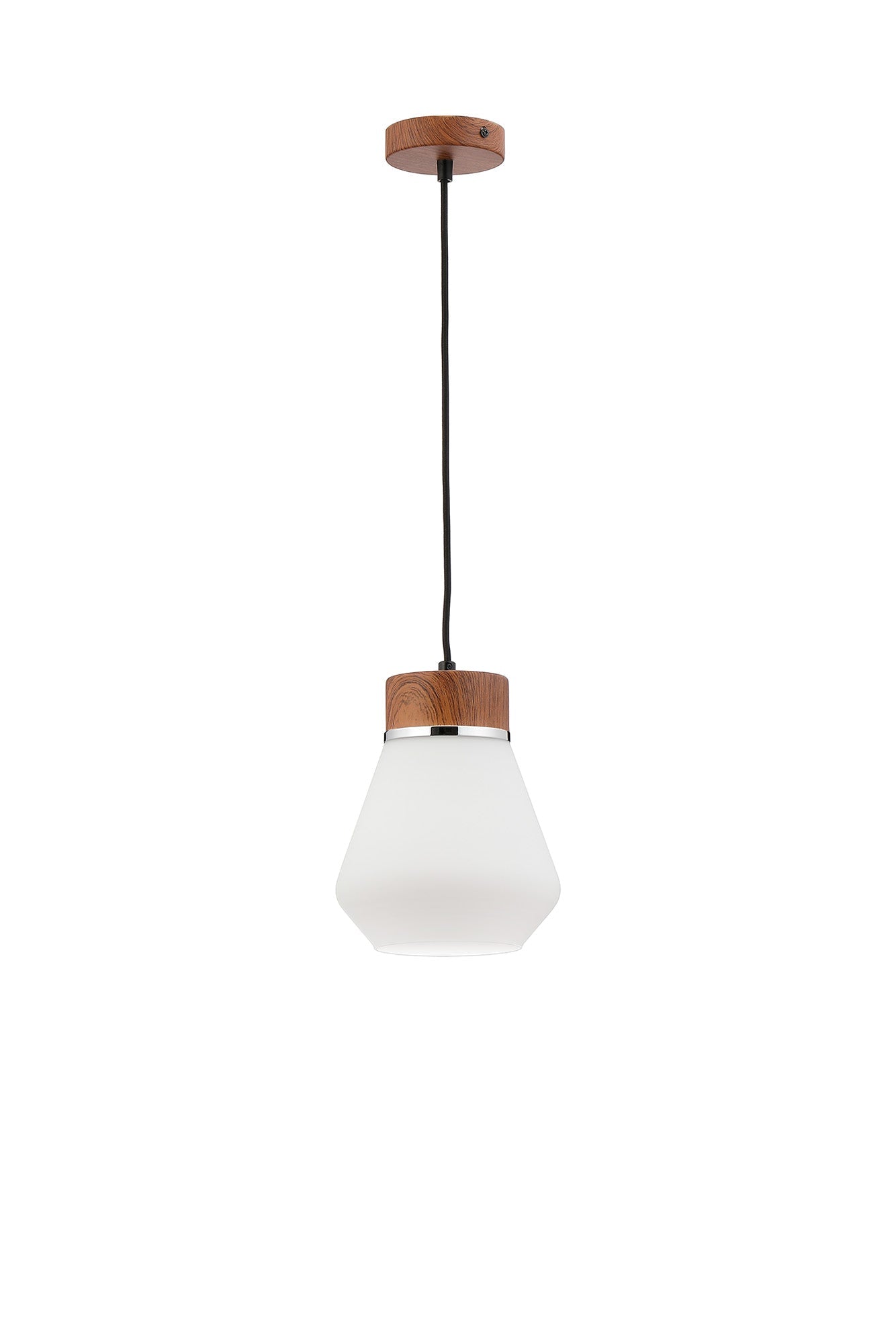 Rome 1 Light Pendant E27, Walnut/Aged Pewter