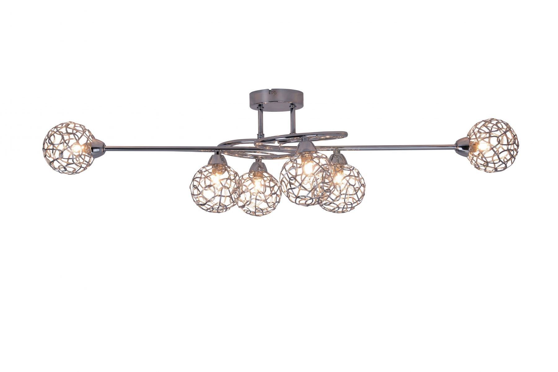 Ronda 6 Light Polished Chrome with Mesh Ball Shade