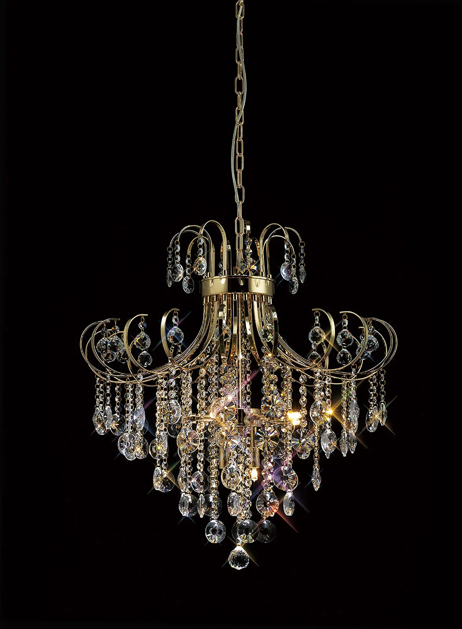 Rosina 7lt 63cm Chandelier-  French Gold/Crystal & Polished Chrome