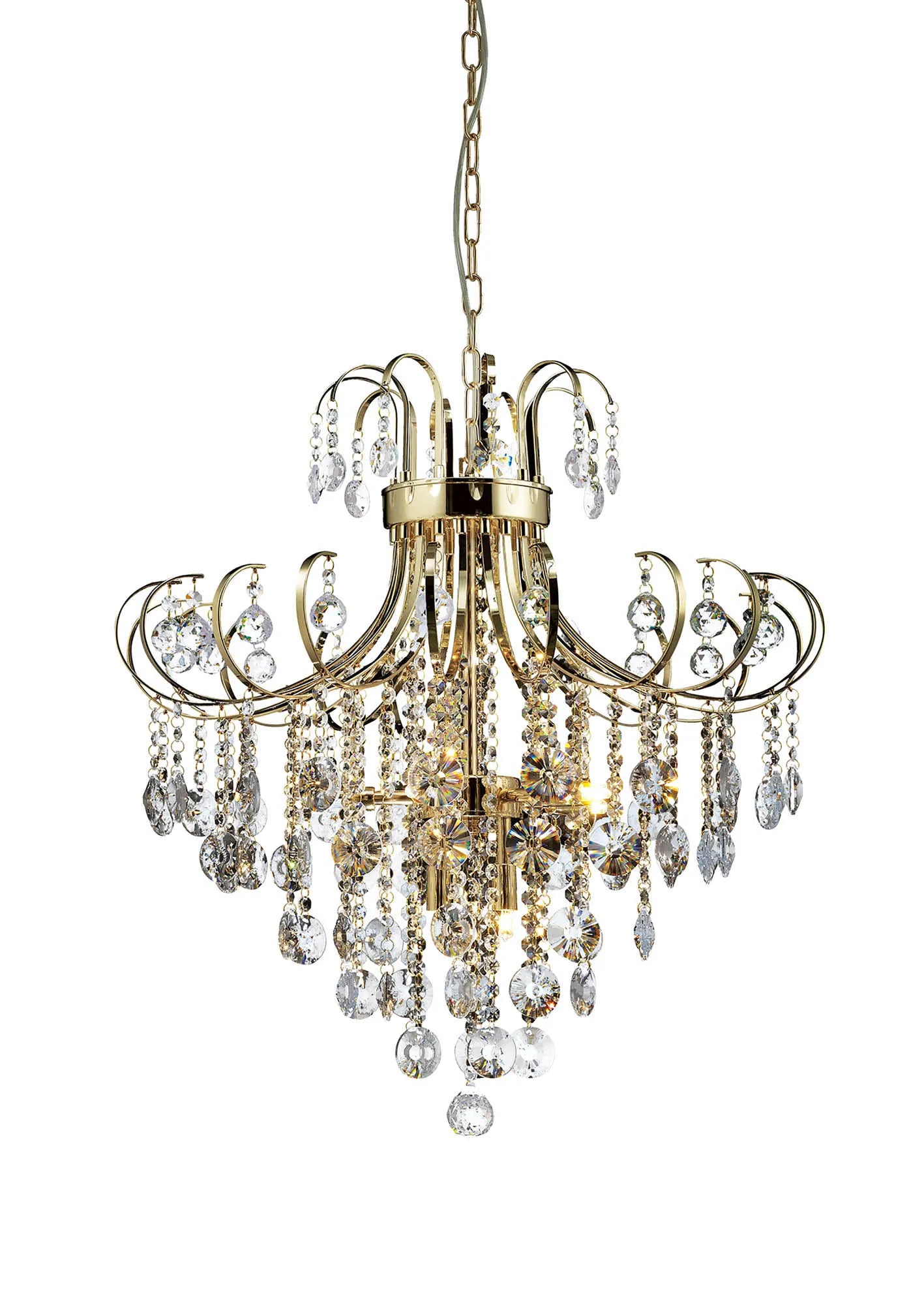 Rosina 7lt 63cm Chandelier-  French Gold/Crystal & Polished Chrome