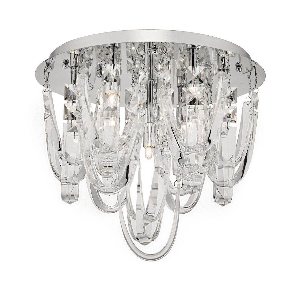 Dar Roxanne 7lt Flush Polished Chrome & Crystal - Cusack Lighting