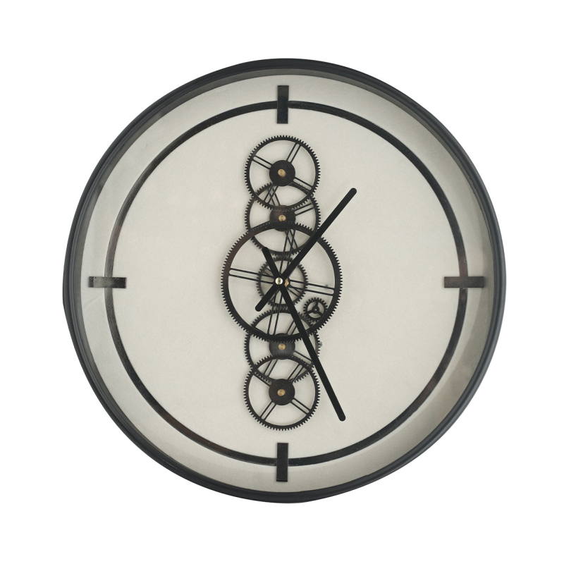 Gears Wall Clock - Black & White 46cm