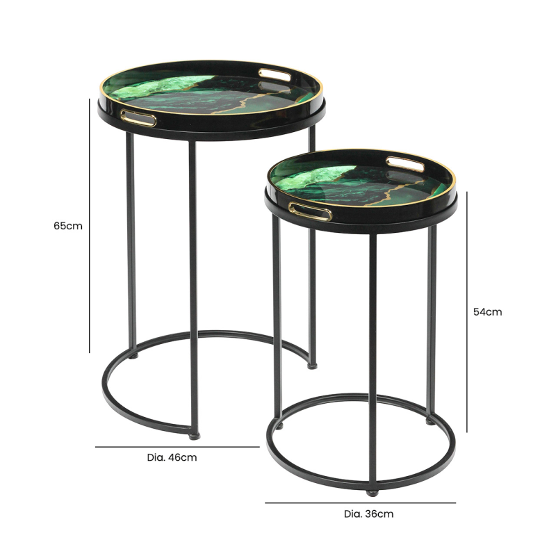 Olin Set of 2 Nesting Tables - Green / Blue