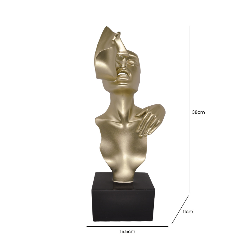 Gold Polyresin Couple with Black Base Figurine