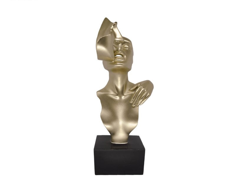 Gold Polyresin Couple with Black Base Figurine