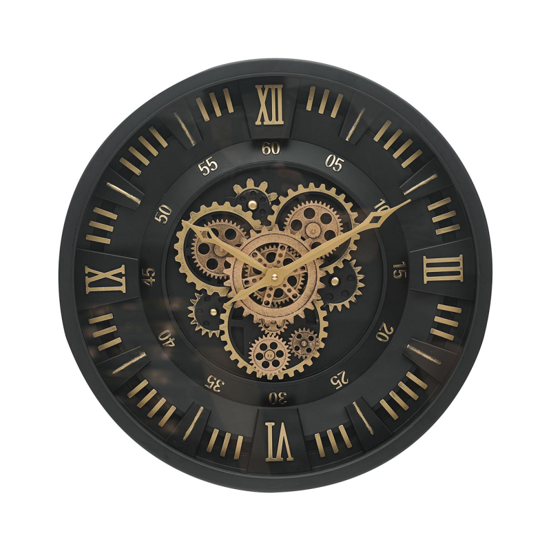 Gears Wall Clock - Black & Gold 46cm