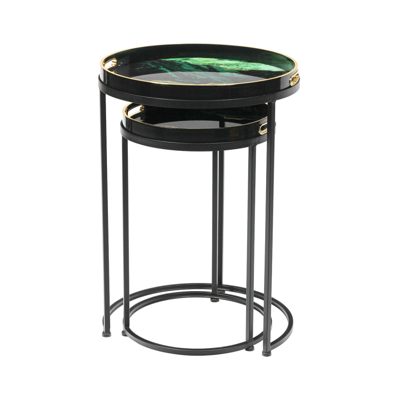 Olin Set of 2 Nesting Tables - Green / Blue