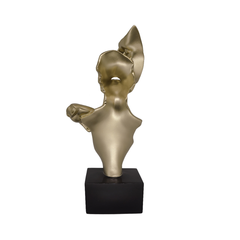 Gold Polyresin Couple with Black Base Figurine