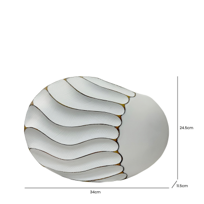 White Sand Wave Design with Brown Lining Polyresin Vase