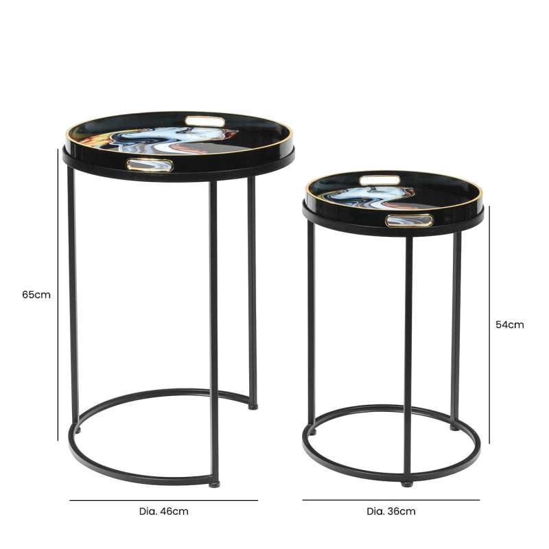 Olin Set of 2 Nesting Tables - Green / Blue