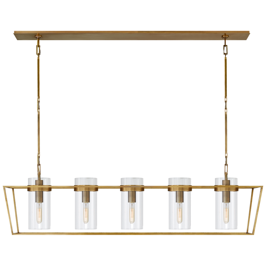 Presidio Large Linear Lantern- Polished Nickel/ Antique Brass