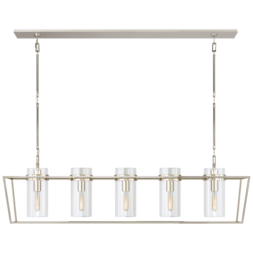 Presidio Large Linear Lantern- Polished Nickel/ Antique Brass