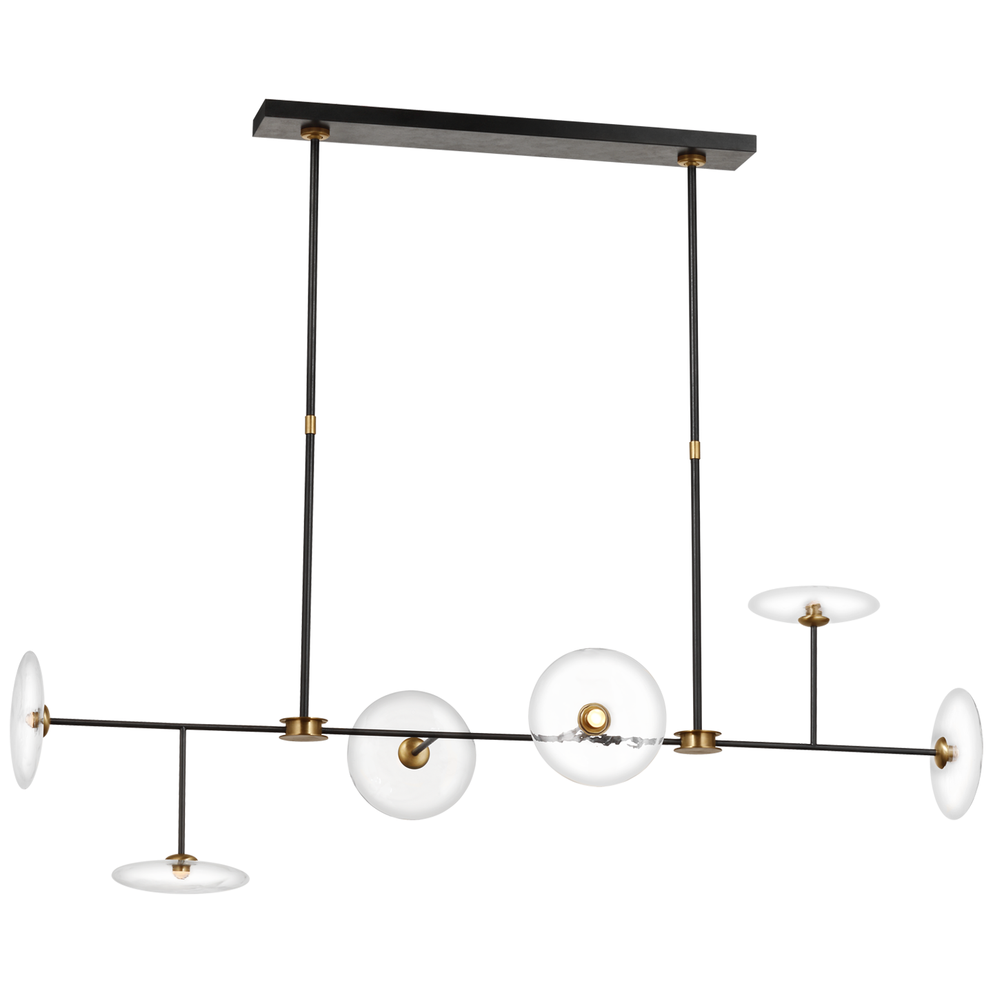 Calvino Large Linear Island Pendant - Brass & Black