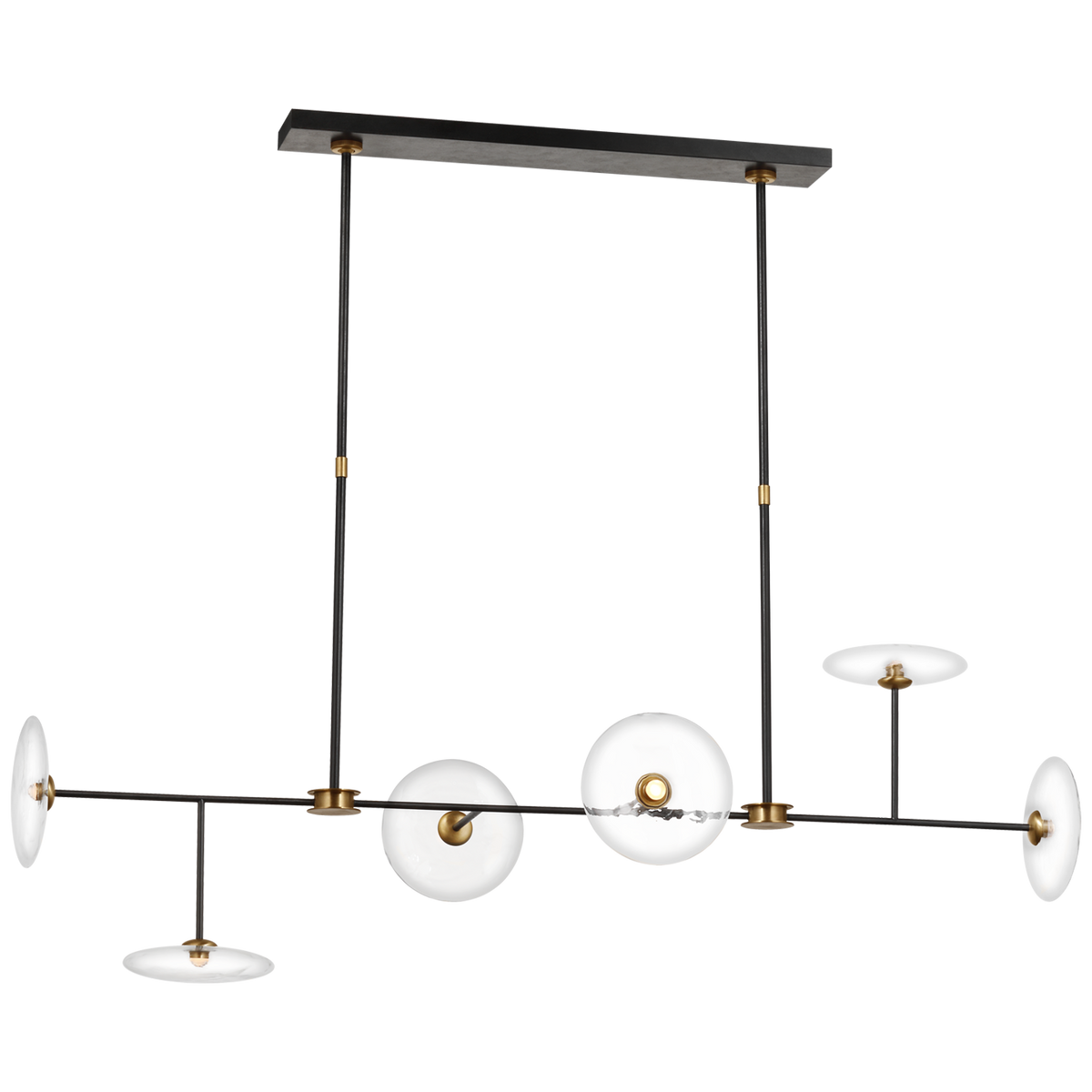 Calvino Large Linear Island Pendant - Brass & Black