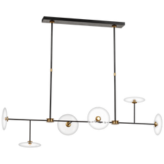 Calvino Large Linear Island Pendant - Brass & Black