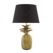 Dar Safa Table Lamp Gold C/W Black Cotton Shade - Cusack Lighting