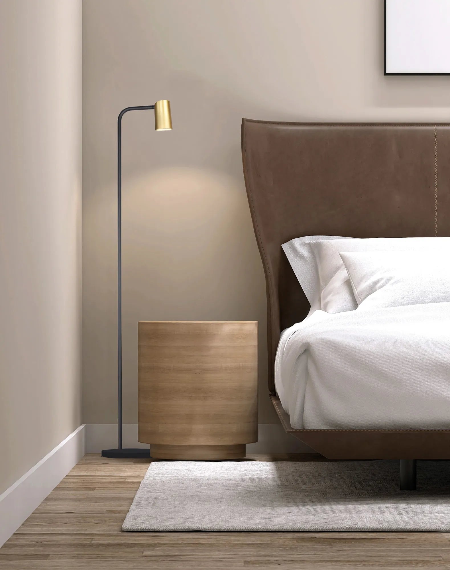 Sal Floor Lamp 1Lt, Matt Black /White/ Satin Gold Finishes