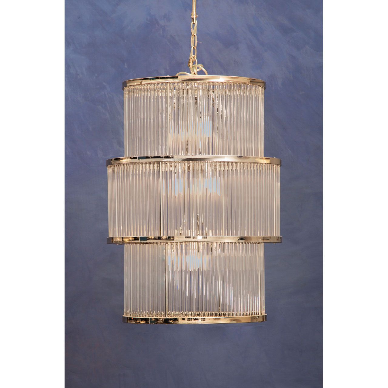 Salasco 3 Tier Chandelier Nickel With Glass Finish