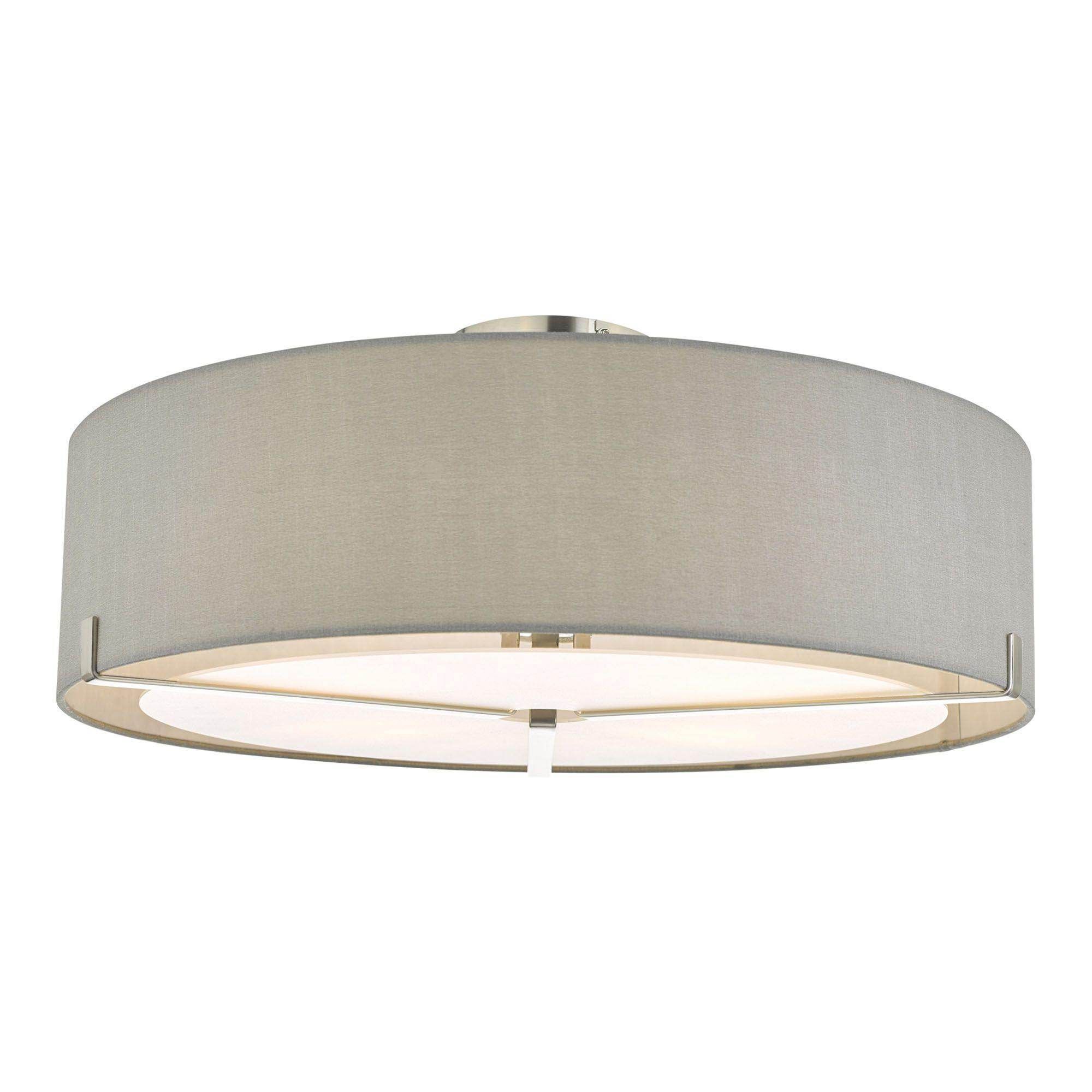 DAR Santino 3 Light Semi Flush Satin Chrome With Grey Shade SAN5339 - Cusack Lighting