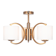Satin Brass Metal Curved 3 Arm Semi Flush Pendant - Cusack Lighting