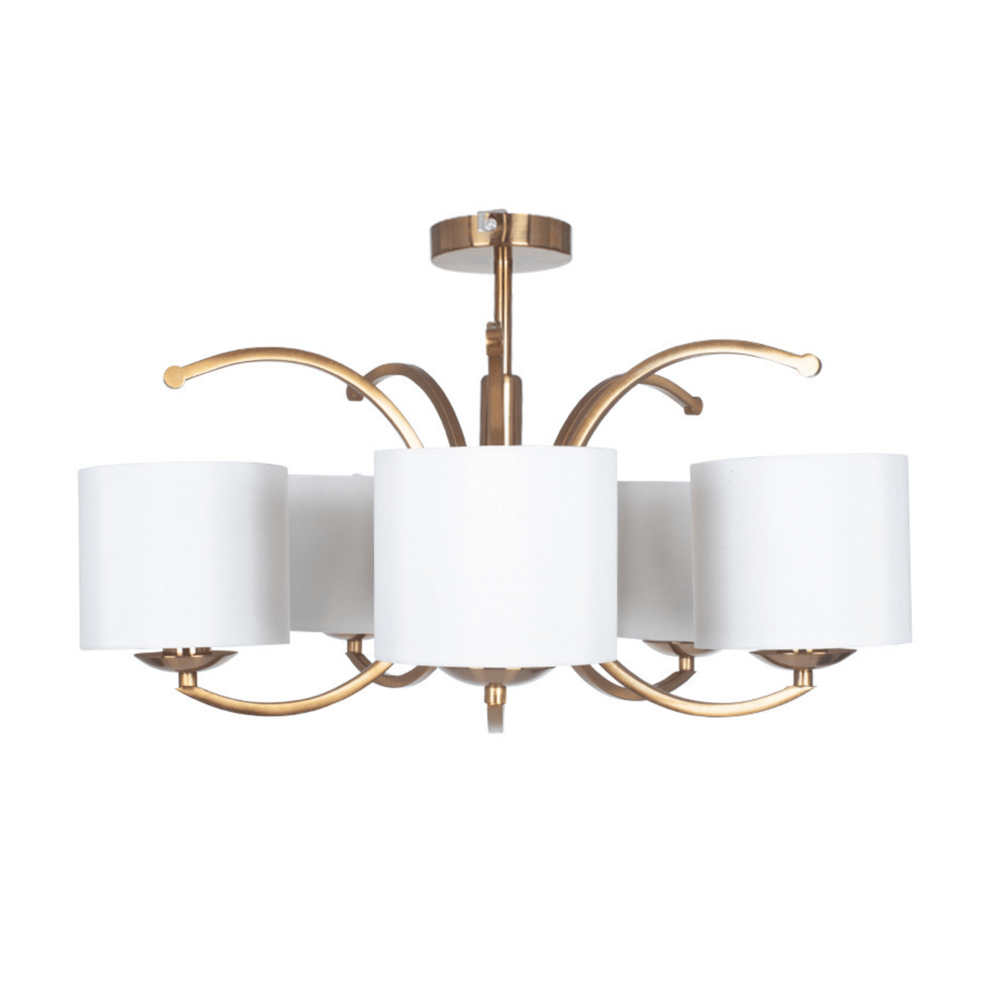 Satin Brass Metal Curved 5 Arm Semi Flush Pendant - Cusack Lighting