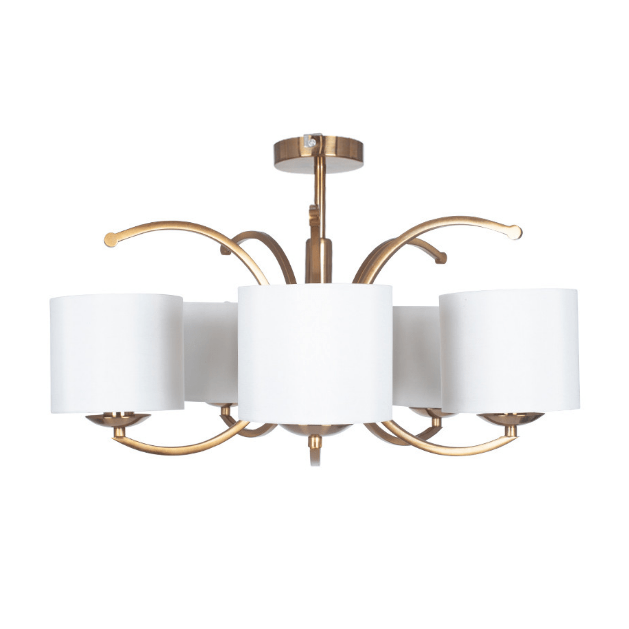 Satin Brass Metal Curved 5 Arm Semi Flush Pendant - Cusack Lighting