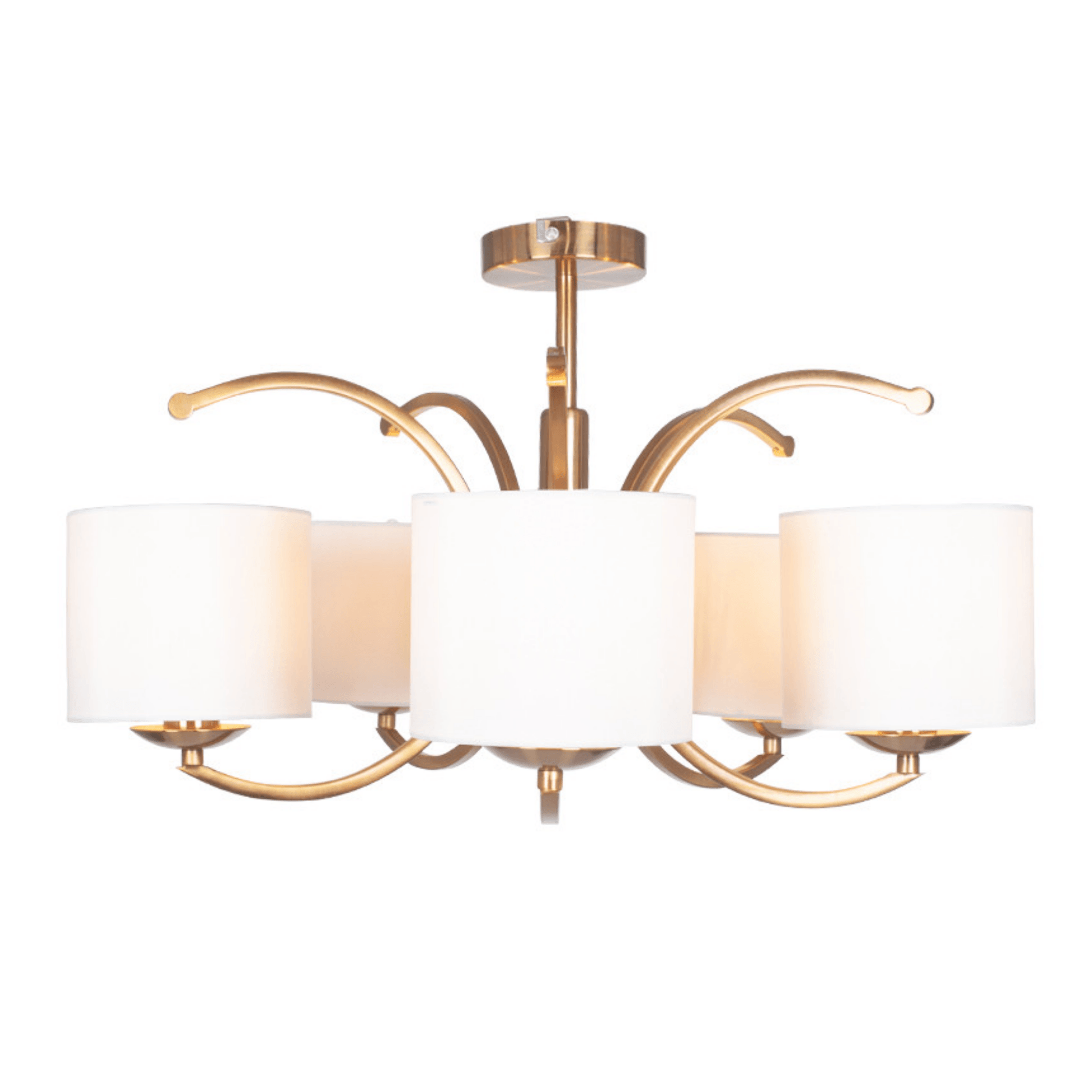 Satin Brass Metal Curved 5 Arm Semi Flush Pendant - Cusack Lighting