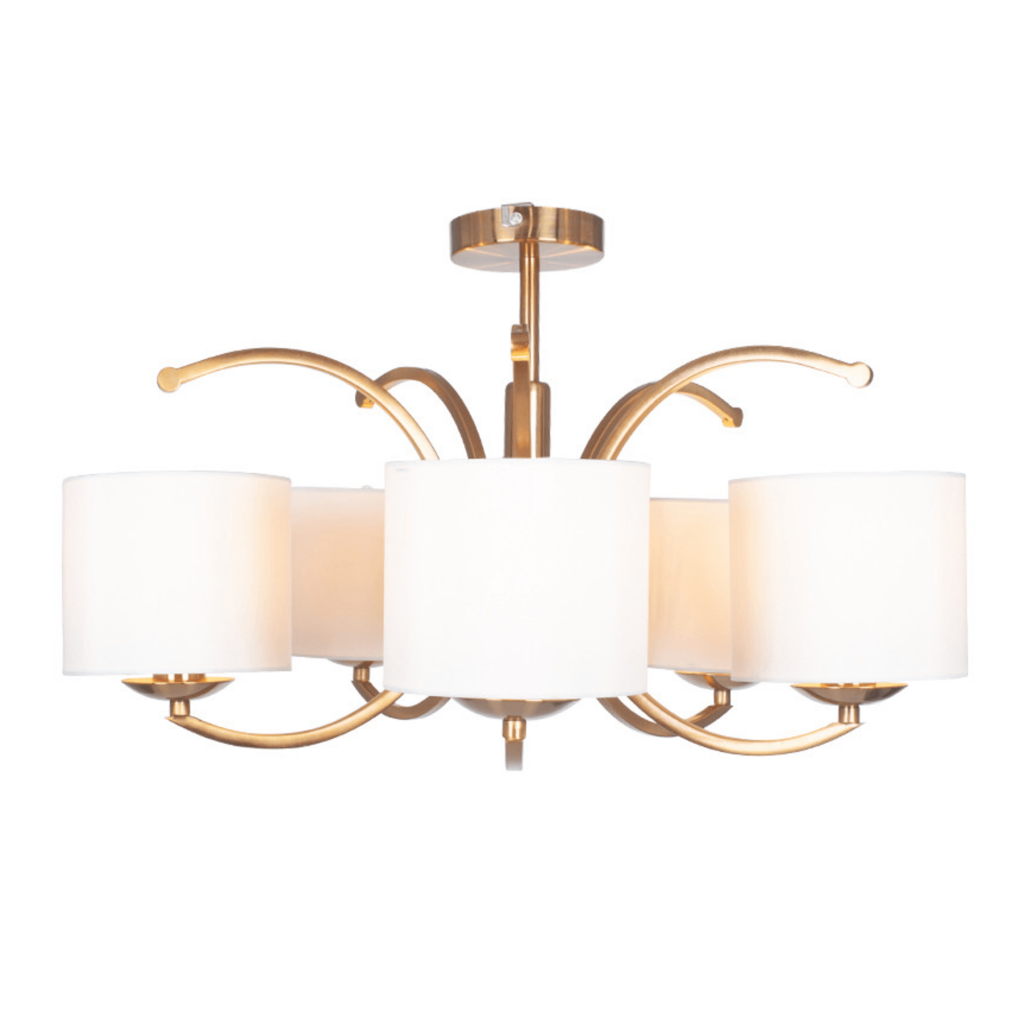 Satin Brass Metal Curved 5 Arm Semi Flush Pendant - Cusack Lighting