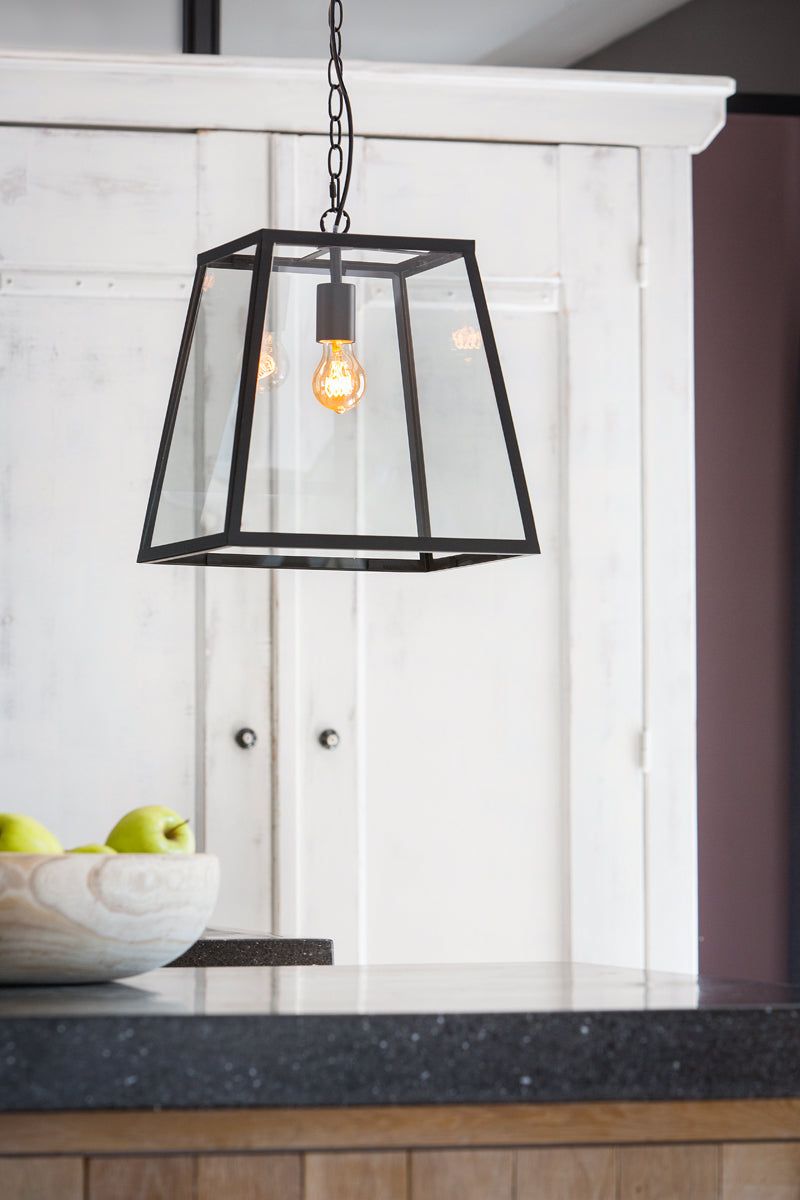 Saunte Hanging Lamp - Black & Glass Finish