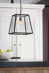 Saunte Hanging Lamp - Black & Glass Finish