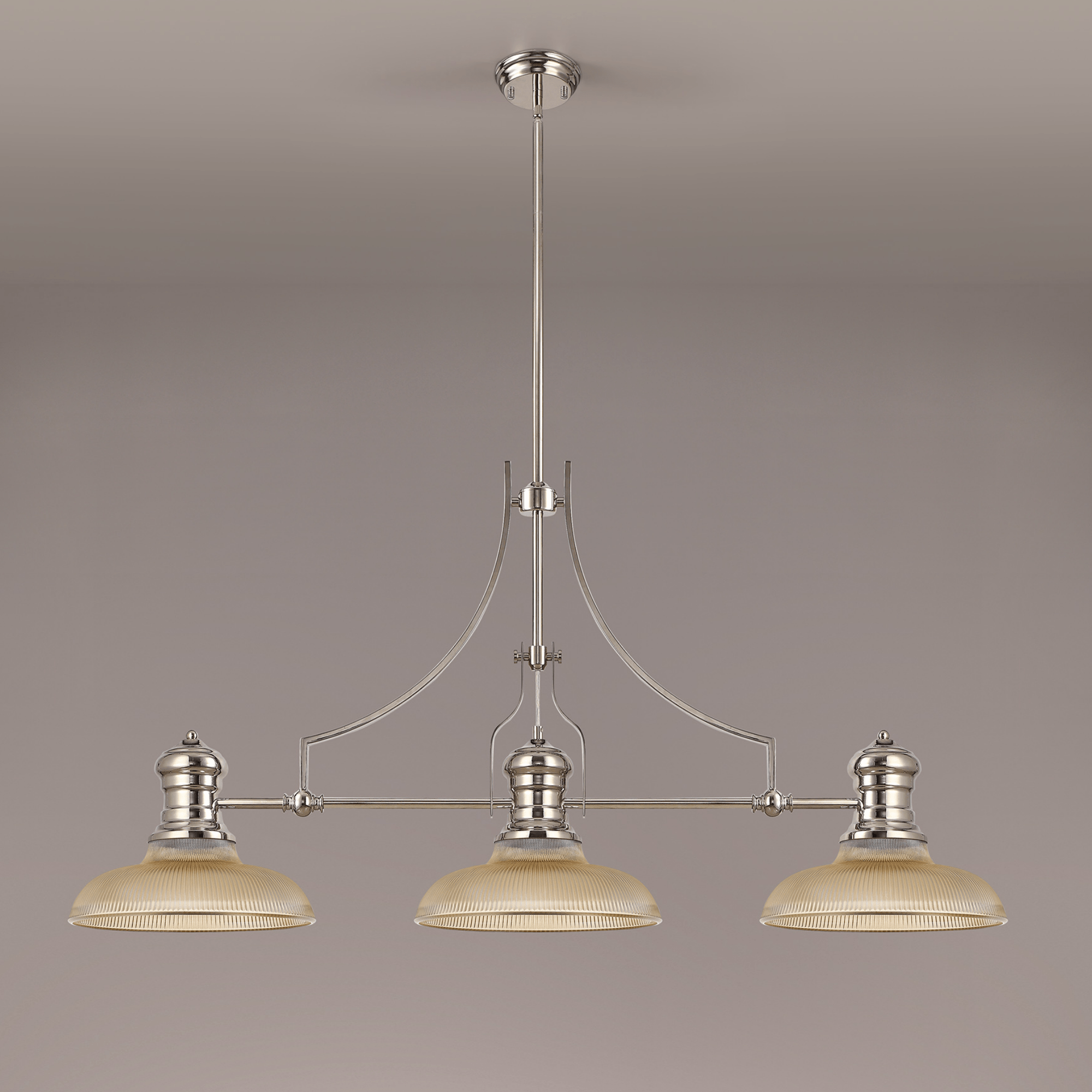 Savannah 3L Island Ceiling Light E27 With 30cm Various Glass Shade, Polished Nickel With various Shade Colours IP20 - Cusack Lighting