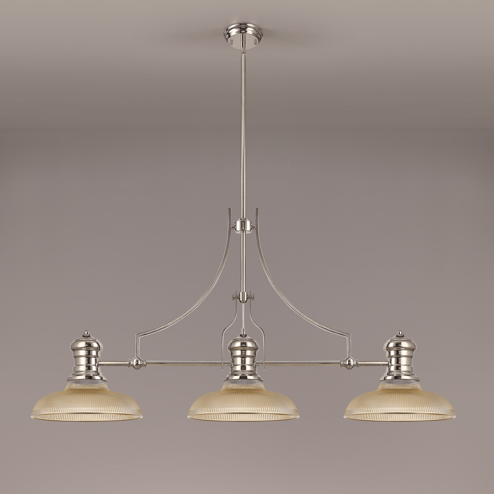 Savannah 3L Island Ceiling Light E27 With 30cm Various Glass Shade, Polished Nickel With various Shade Colours IP20 - Cusack Lighting