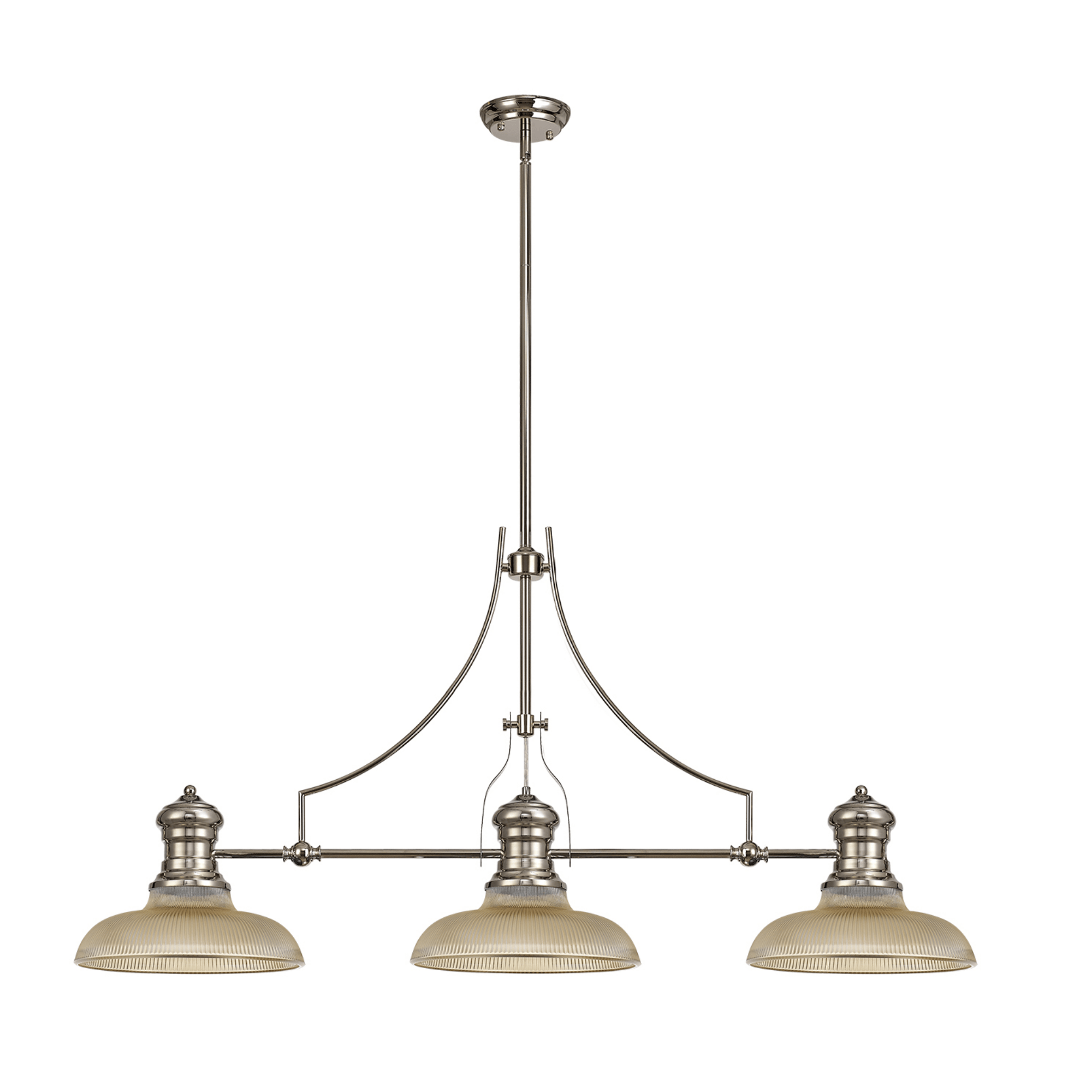 Savannah 3L Island Ceiling Light E27 With 30cm Various Glass Shade, Polished Nickel With various Shade Colours IP20 - Cusack Lighting