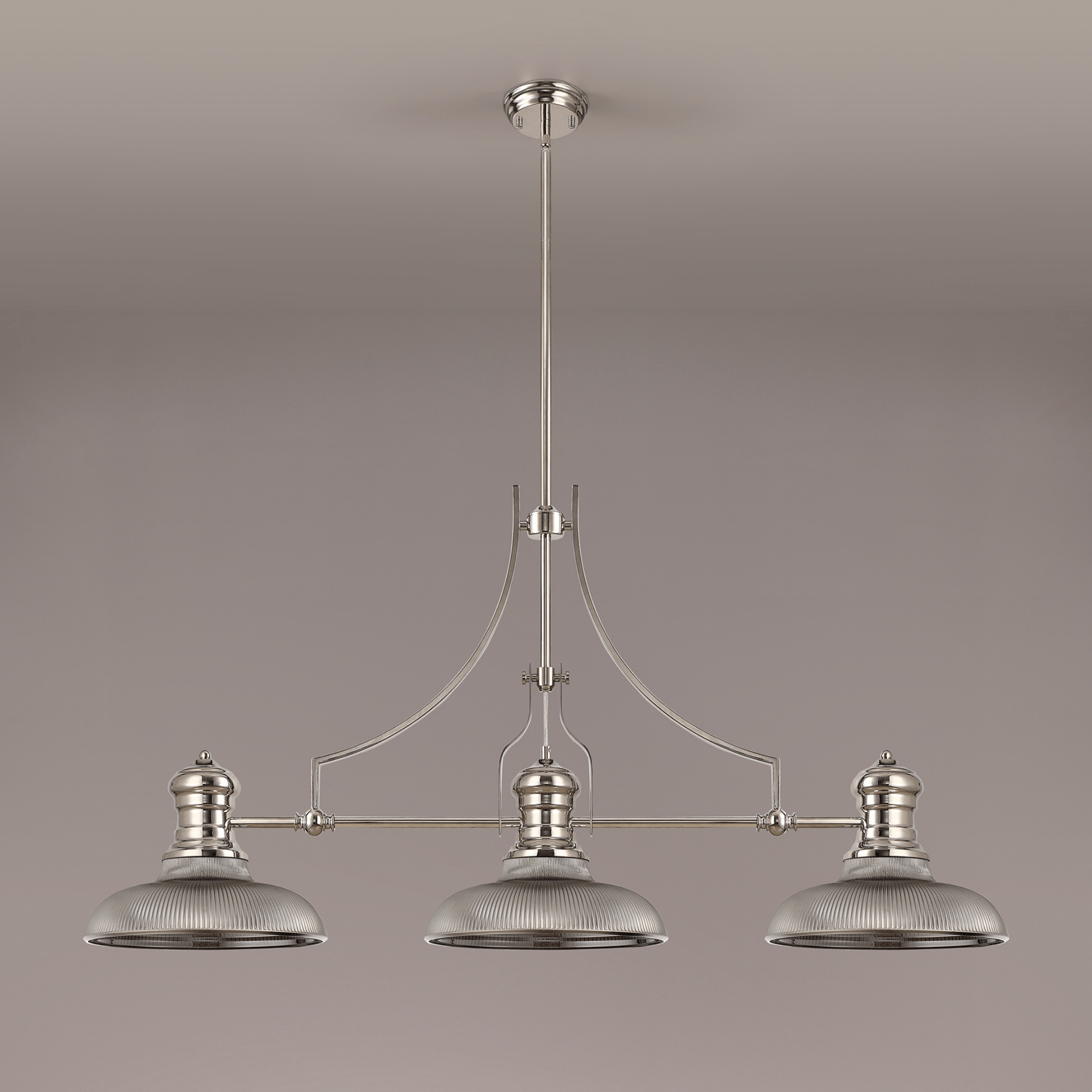 Savannah 3L Island Ceiling Light E27 With 30cm Various Glass Shade, Polished Nickel With various Shade Colours IP20 - Cusack Lighting