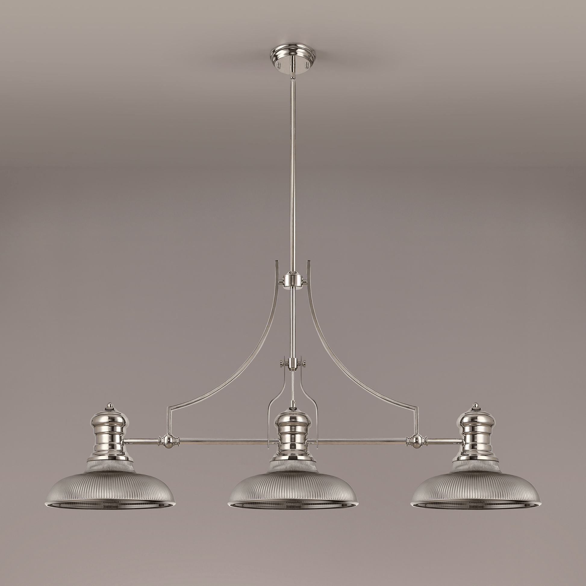Savannah 3L Island Ceiling Light E27 With 30cm Various Glass Shade, Polished Nickel With various Shade Colours IP20 - Cusack Lighting