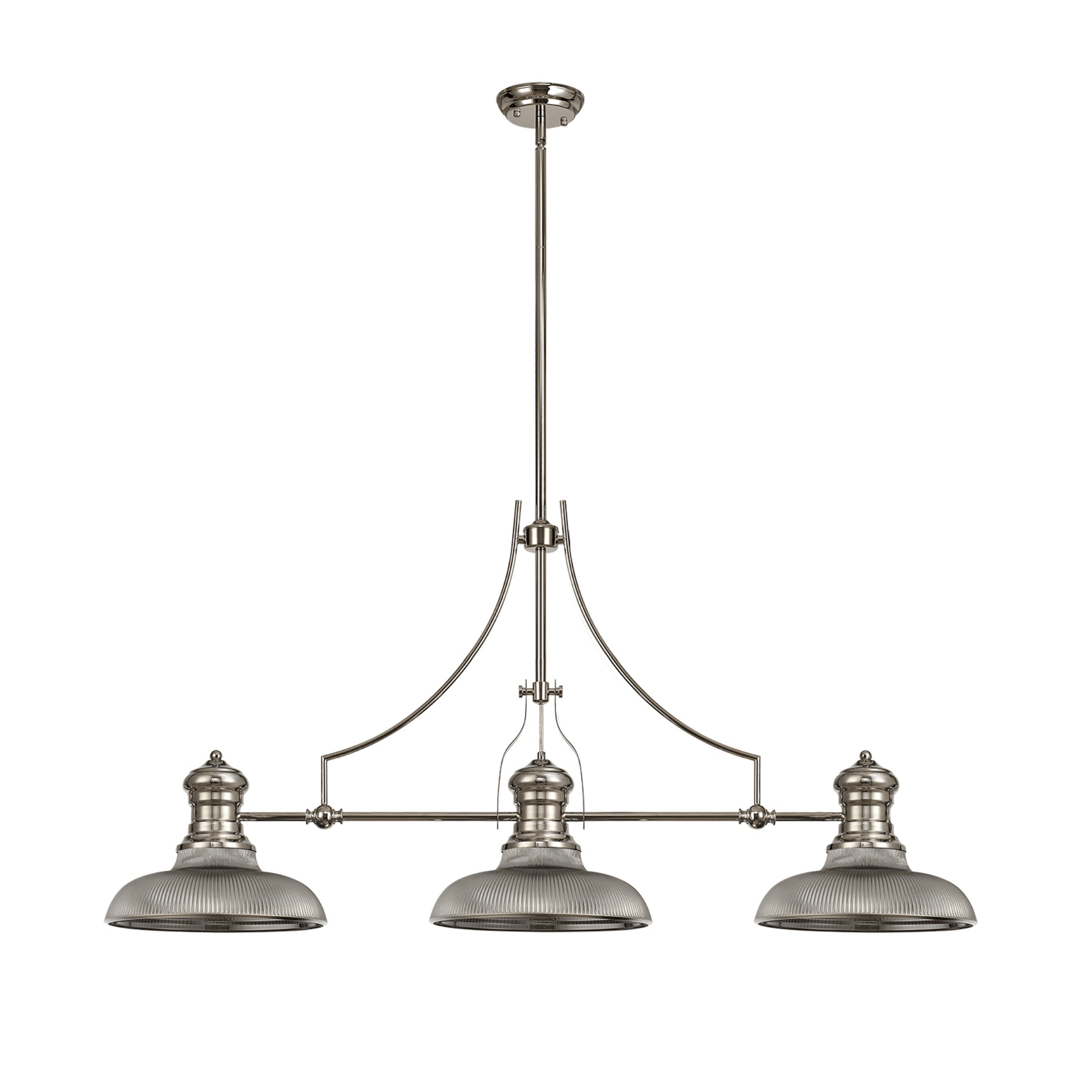 Savannah 3L Island Ceiling Light E27 With 30cm Various Glass Shade, Polished Nickel With various Shade Colours IP20 - Cusack Lighting