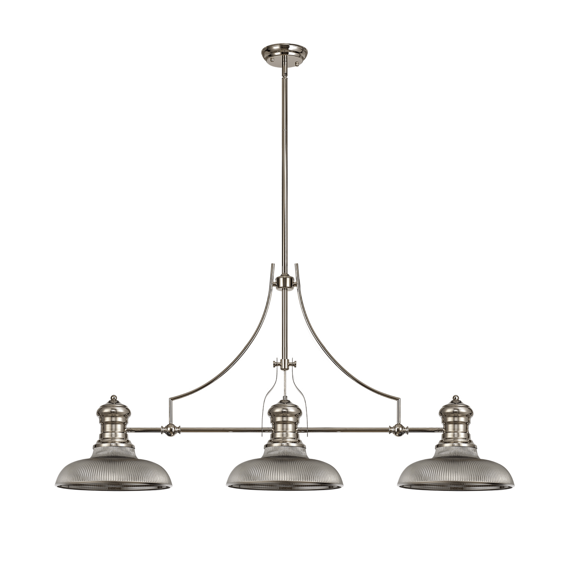 Savannah 3L Island Ceiling Light E27 With 30cm Various Glass Shade, Polished Nickel With various Shade Colours IP20 - Cusack Lighting