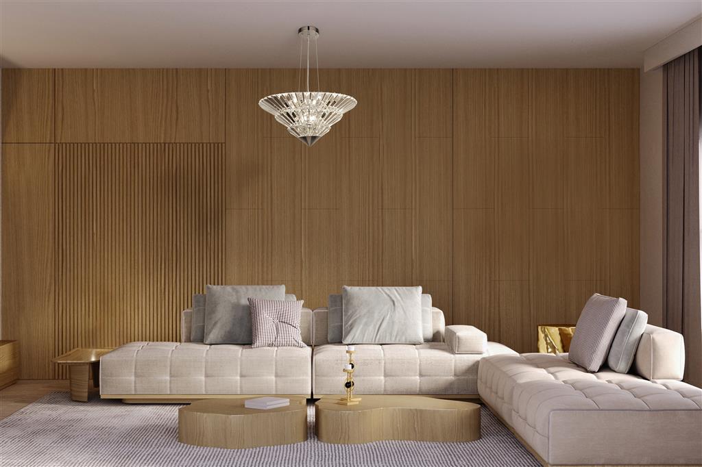 Savannah 8lt Pendant To Flush - Chrome Metal & Clear Crystal