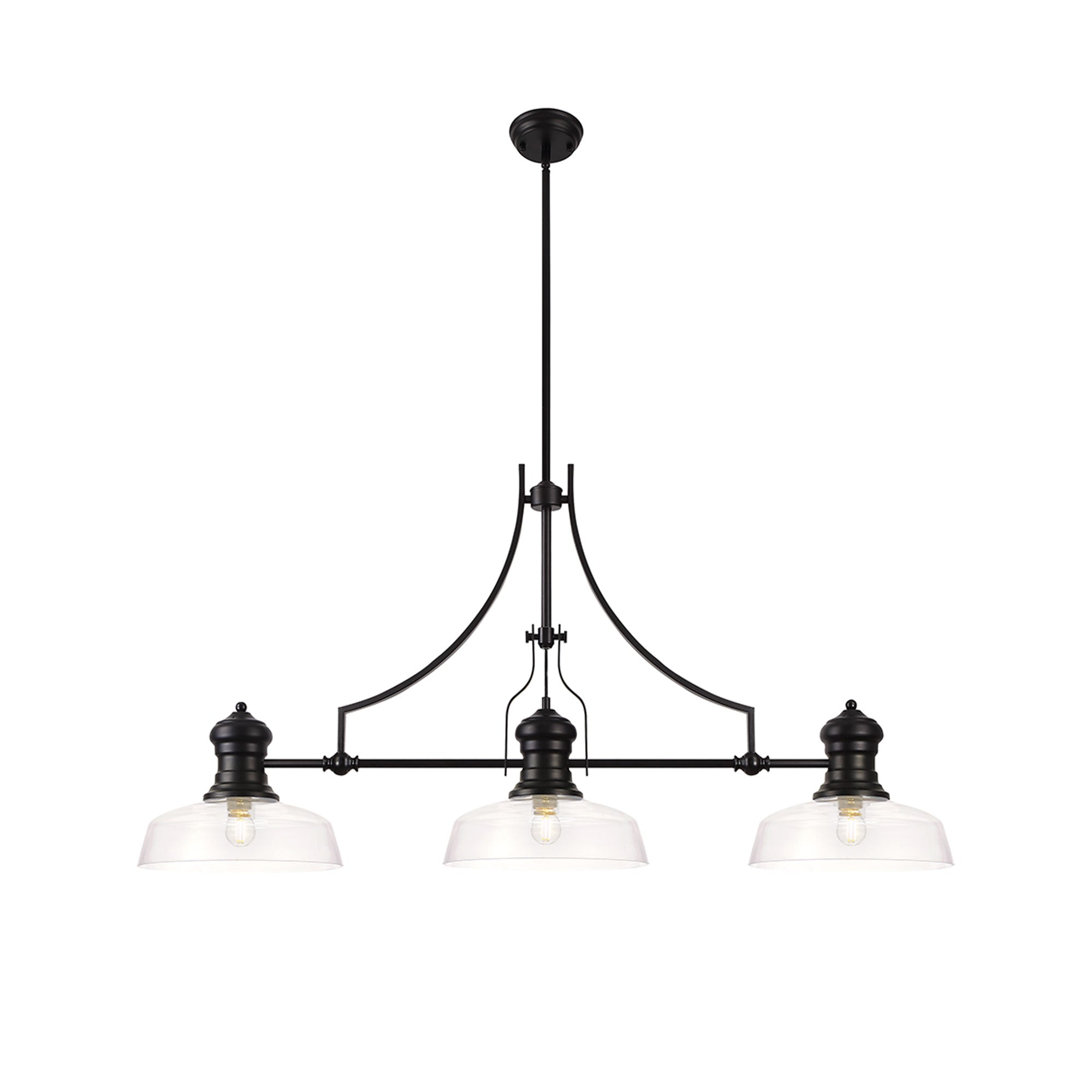 Luiz Linear Pendant, 3 x E27, Matt Black- Finish