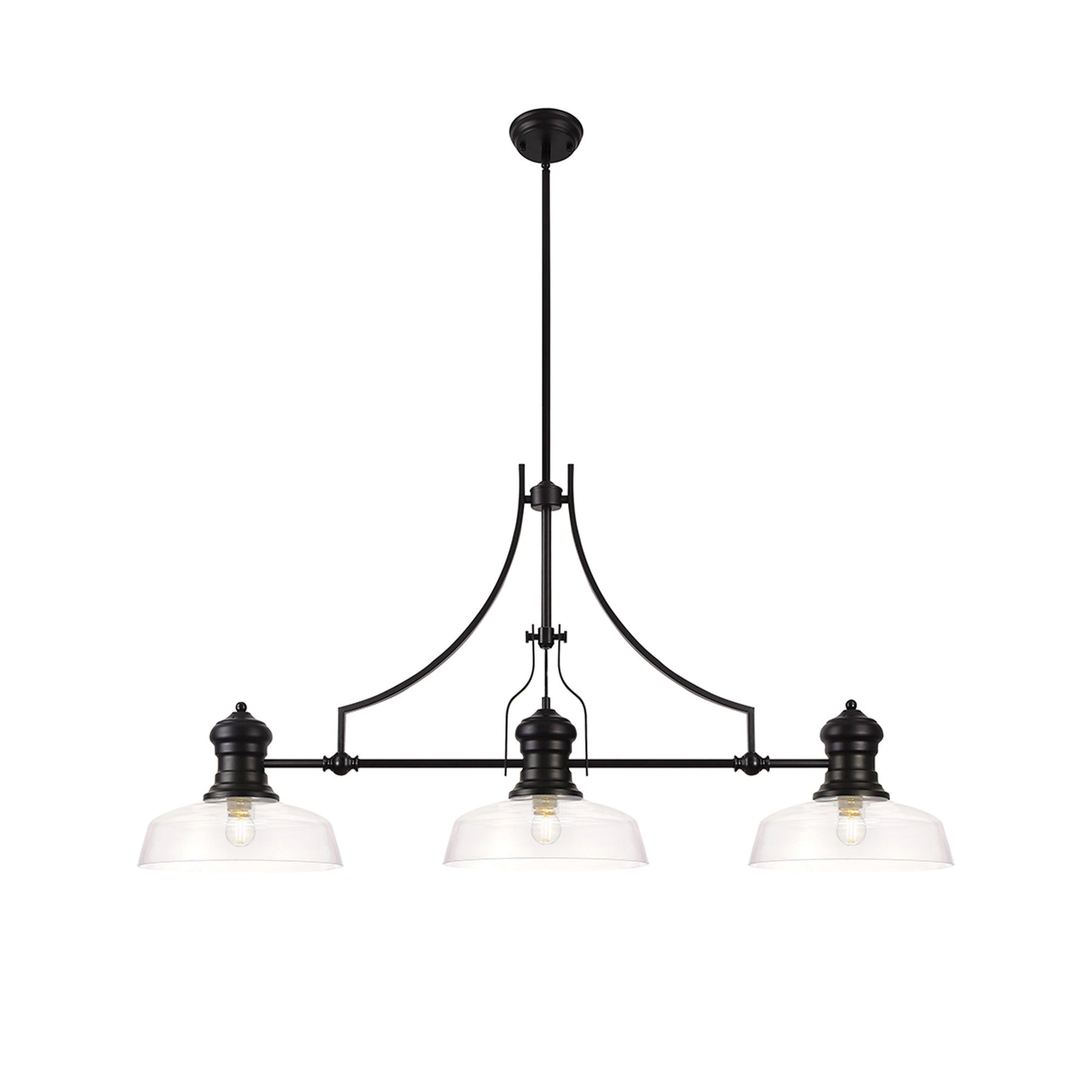 Luiz Linear Pendant, 3 x E27, Matt Black- Finish