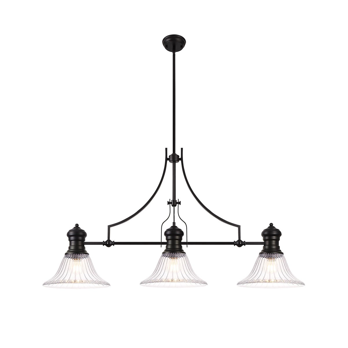 Luiz Linear Pendant, 3 x E27, Matt Black- Finish