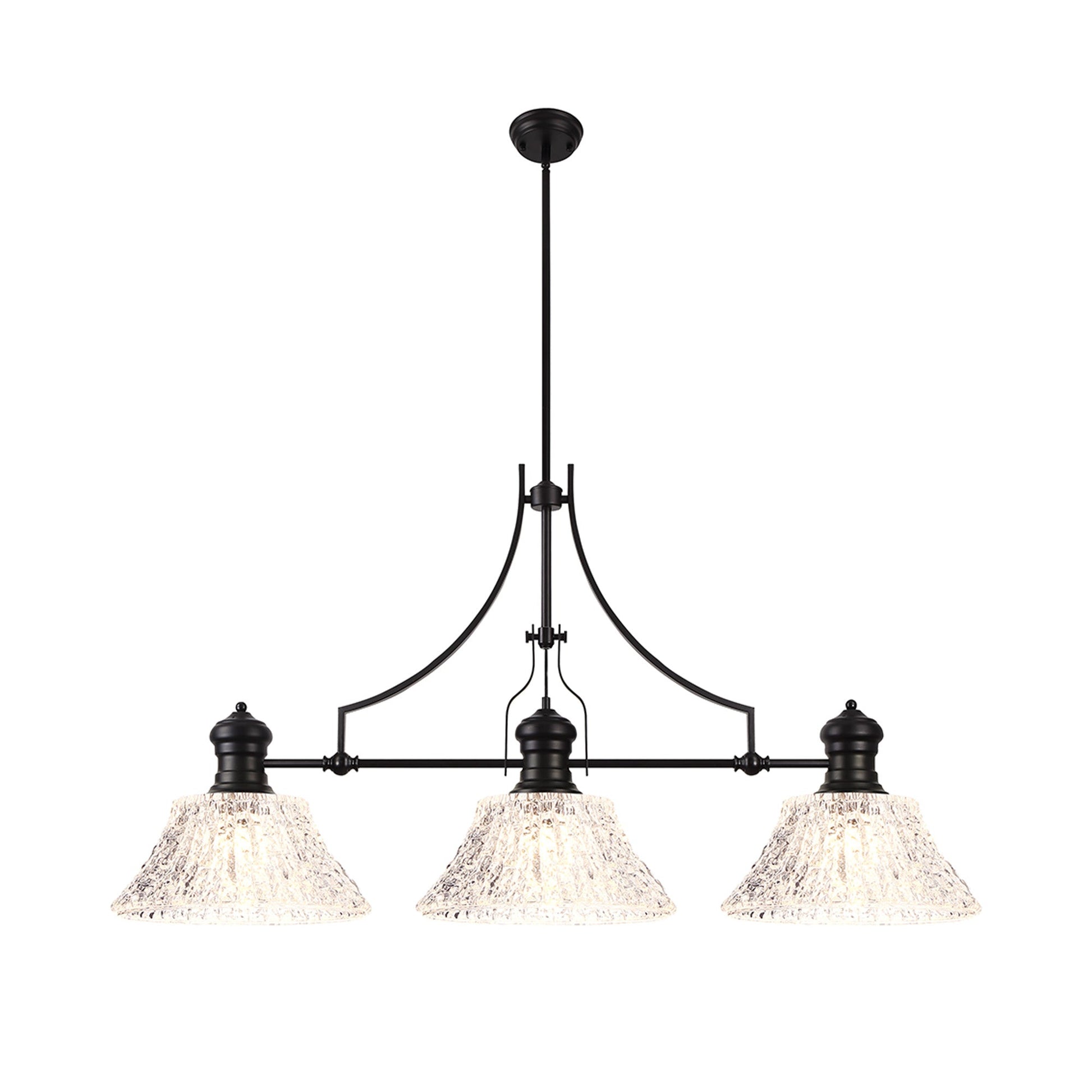 Luiz Linear Pendant, 3 x E27, Matt Black- Finish