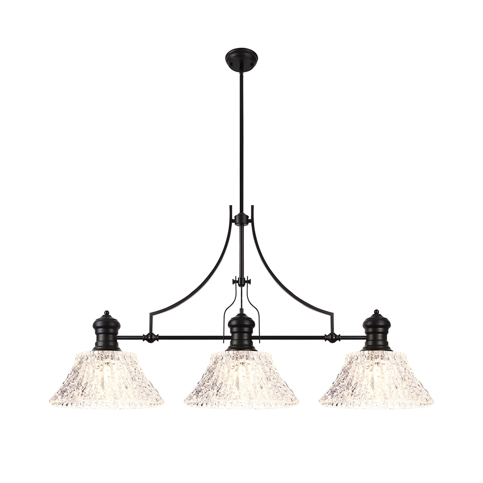 Luiz Linear Pendant, 3 x E27, Matt Black- Finish