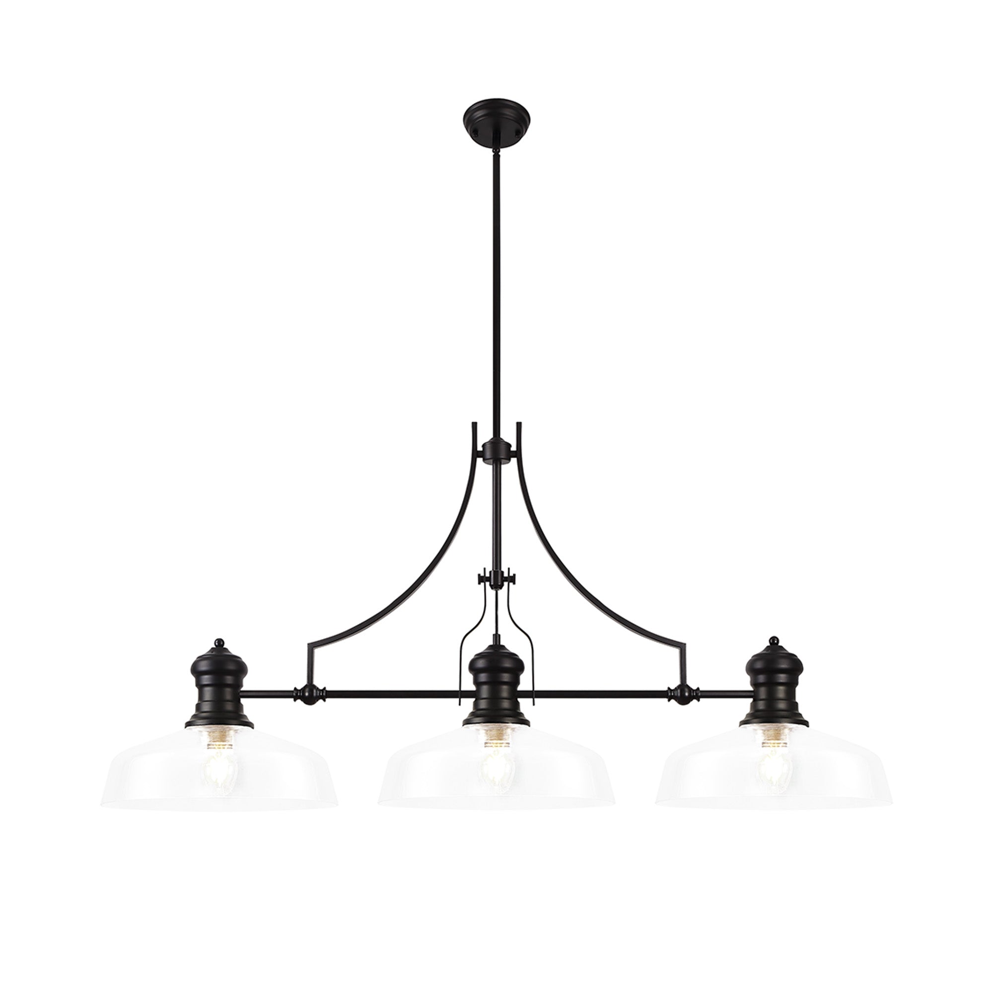 Luiz Linear Pendant, 3 x E27, Matt Black- Finish