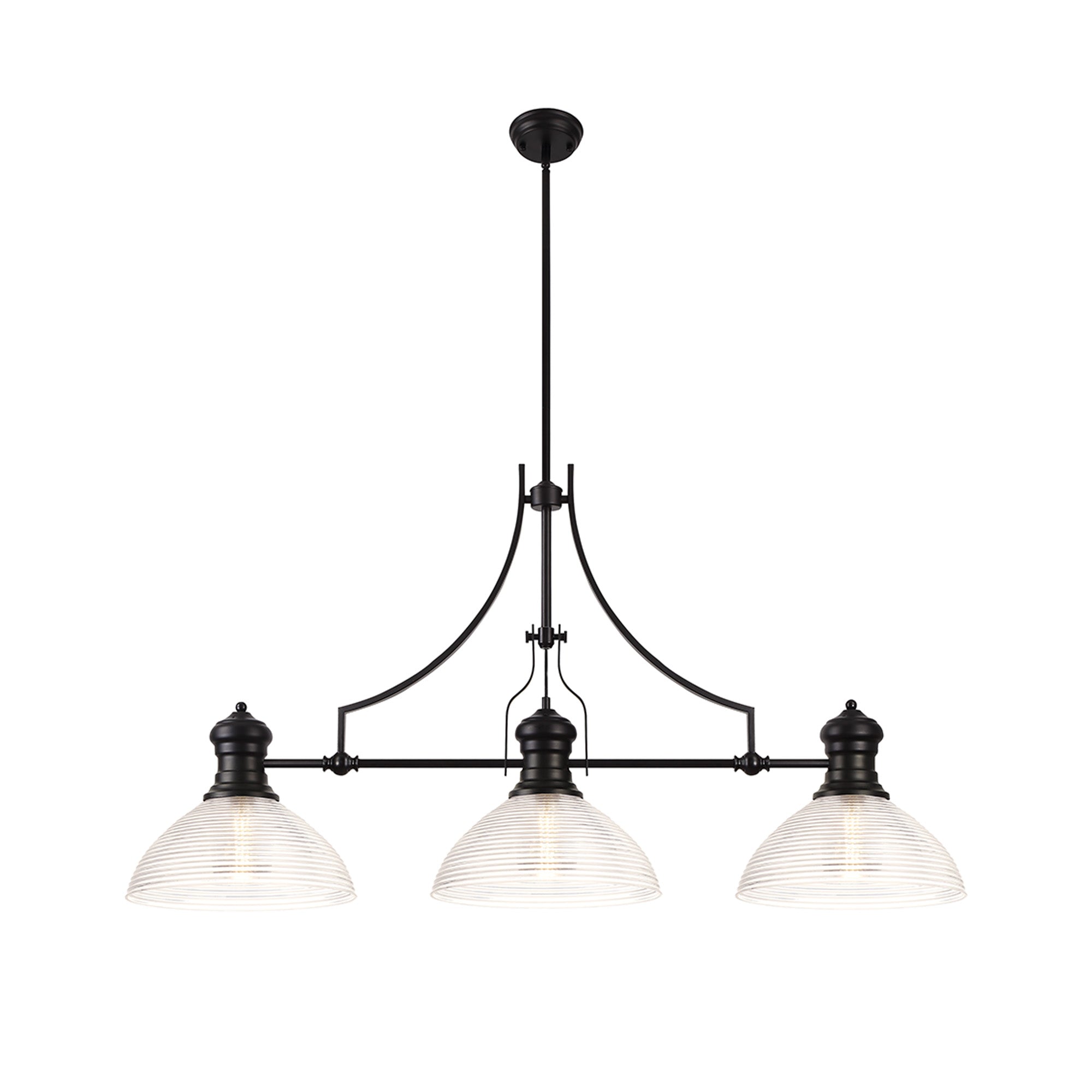 Luiz Linear Pendant, 3 x E27, Matt Black- Finish