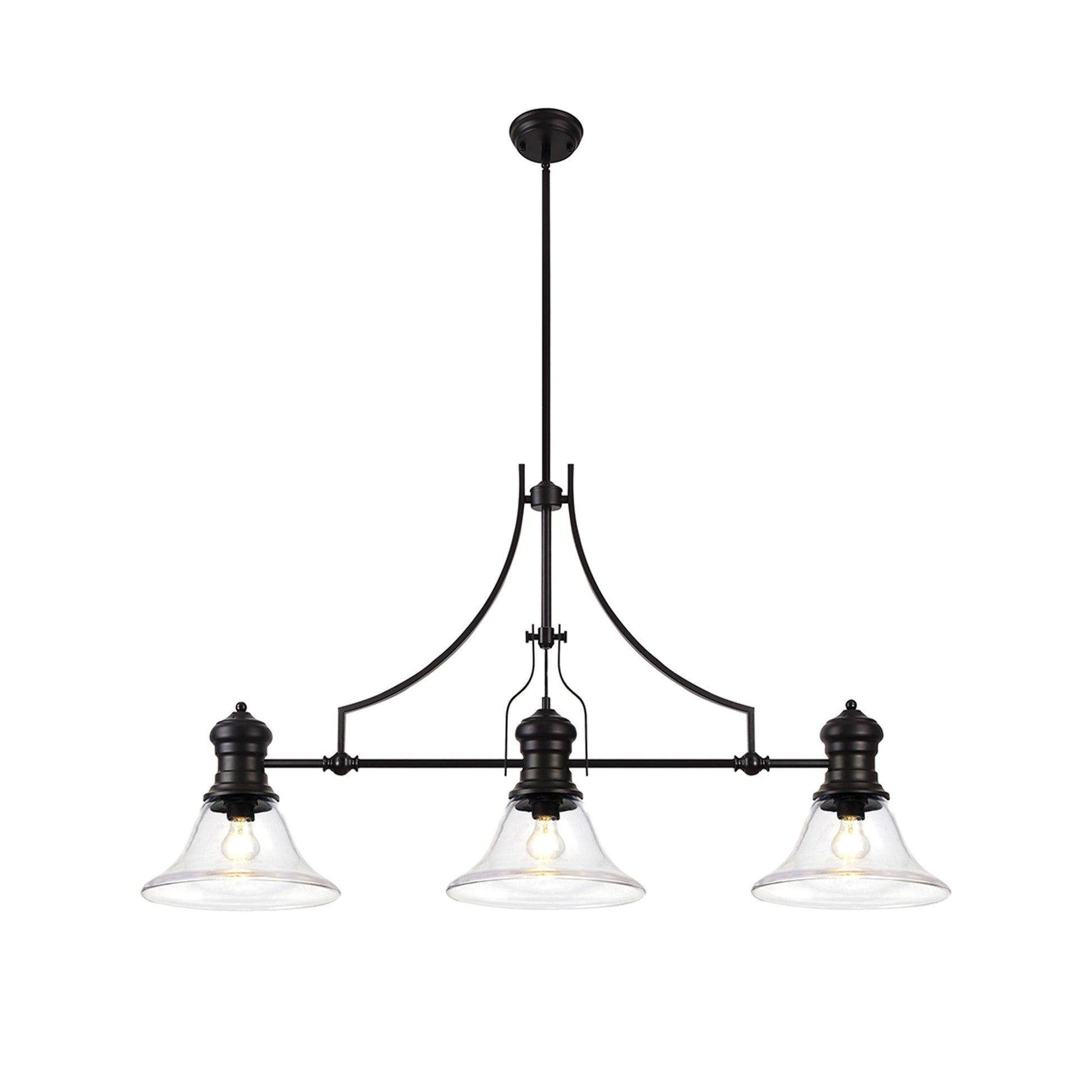 Luiz Linear Pendant, 3 x E27, Matt Black- Finish